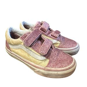 Kids Vans size 13 Glittery Pink and Cream Shoes